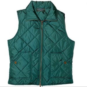 Green Tinley Quilted Bomber Puffer Vest